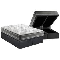 Cama Box Baú King: Colchão Anatômico Anjos D33 / EP Supremo Track Double Face + Base CRC Suede Gray(193x203)