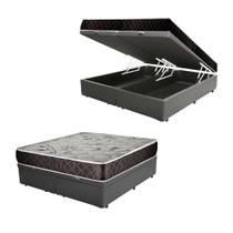 Cama Box Baú King Colchão Aylla Espuma D33 NK Camas + Box Sintético 69x193x203 Cama Box Baú King Colchão Aylla Espuma D33 NK Camas + Box Sintético 69x193x203
