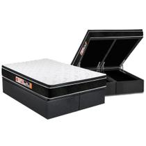 Cama Box Baú King: Colchão Espuma Castor D33 Black e White Air Euro Pillow + Base CRC Suede Gray(193x203)