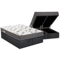 Cama Box Baú King: Colchão Espuma D33 Ortobom Light Saúde + Base CRC Suede Gray(186x198)