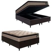 Cama Box Baú King Colchão Espuma D33 Pillow Top Van Gogh 193x203x64cm Marrom Cama Box Baú King Colchão Espuma D33 Pillow Top Van Gogh 193x203x64cm Marrom