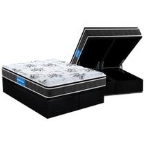Cama Box Baú King: Colchão Espuma D33 Probel Guarda Costas Premium Extra Firme Pillow Top + Base CRC Suede Black(193x203)