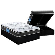 Cama Box Baú King: Colchão Espuma D33 Probel Guarda Costas Premium Extra Firme Pillow Top + Base CRC Suede Black(193x203)