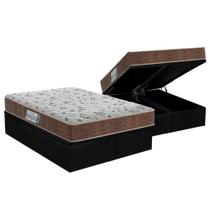 Cama Box Baú King: Colchão Espuma D45 Probel ProDormir Advanced Double Face + Base CRC Suede Black(193x203)