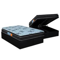 Cama Box Baú King: Colchão Espuma Probel D28 Guarda Costas Premium Multi Firme + Base CRC Suede Black(193x203)