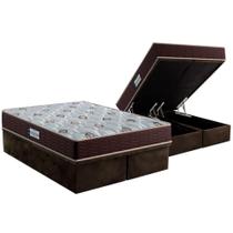 Cama Box Baú King: Colchão Espuma Probel D33 / EP Firmepedic ProDormir Advanced Tech1500 Double Face + Base CRC Suede Brown(193x203)