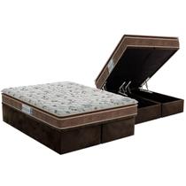 Cama Box Baú King: Colchão Espuma Probel D45 Advanced Pillow Super + Base CRC Suede Brown(193x203) Cama Box Baú King: Colchão Espuma Probel D45 Advanced Pillow Super + Base CRC Suede Brown(193x203)