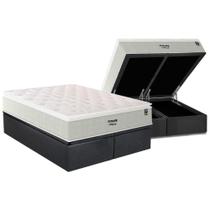 Cama Box Baú King: Colchão Molas Bonnel Plumatex Ensacadas Ecolife + Base CRC Suede Gray (193x203)