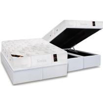 Cama Box Baú King: Colchão Molas Castor Pocket Kingdom Skin + Base CRC Courano White(193x203)