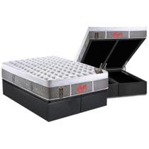 Cama Box Baú King: Colchão Molas Castor Pocket Light Stress Oxygen New Plush + Base CRC Suede Gray(193x203)
