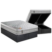 Cama Box Baú King: Colchão Molas Castor Pocket Premium Gel + Base CRC Suede Gray(193x203)