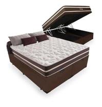 Cama Box Baú King Colchão Molas Ensacadas 67x198x203 + Box Bipartido Marrom