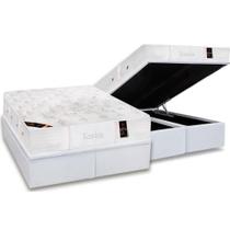 Cama Box Baú King: Colchão Molas Ensacadas Castor Pocket Kingdom Skin + Base CRC Courano White(193x203)