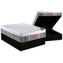 Cama Box Baú King: Colchão Molas Ensacadas Castor Pocket Light Stress Oxygen New Plush + Base CRC Courano Black(193x203)