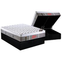 Cama Box Baú King: Colchão Molas Ensacadas Castor Pocket Light Stress Oxygen New Plush + Base CRC Courano Black(193x203)