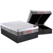 Cama Box Baú King: Colchão Molas Ensacadas Castor Pocket Light Stress Oxygen New Plush + Base CRC Suede Gray(193x203)