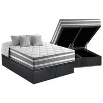 Cama Box Baú King: Colchão Molas Ensacadas D Angelis Anjos Duo Sono + Base CRC Suede Gray (193x203)