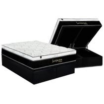 Cama Box Baú King: Colchão Molas Ensacadas Luckspuma Visco Lucksfaction Black + Base CRC Suede Black (193x203)