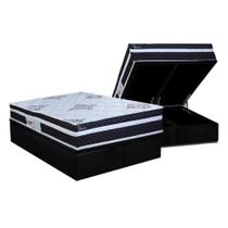 Cama Box Baú King: Colchão Molas Ensacadas Paropas Basic Black + Base CRC Suede Black (193x203)