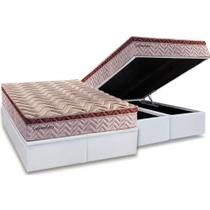 Cama Box Baú King: Colchão Molas Ensacadas Paropas MasterPocket Esplêndido Bordô + Base CRC Courano White(193x203)