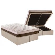 Cama Box Baú King: Colchão Molas Ensacadas Plumatex MasterPocket Personalle + Base CRC Suede Clean(193x203)