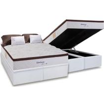 Cama Box Baú King: Colchão Molas Herval Maxspring Edimburgo + Base CRC Courano White(193x203)