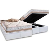 Cama Box Baú King: Colchão Molas Herval Maxspring Spain + Base CRC Courano White(193x203)