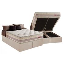 Cama Box Baú King: Colchão Molas Herval Maxspring Tower + Base CRC Suede Clean(193x203)