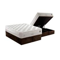 Cama Box Baú King: Colchão Molas MasterPocket Ensacadas Anjos Impressione + Base CRC Suede Brown(193x203)