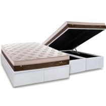 Cama Box Baú King: Colchão Molas MasterPocket Ensacadas Plumatex Personalle + Base CRC Courano White(193x203)