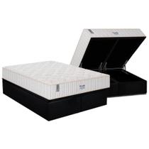 Cama Box Baú King: Colchão Molas Plumatex MasterPocket Ensacadas Miami + Base CRC Suede Black(193x203)