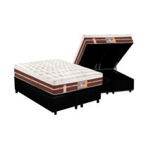 Cama Box Baú King: Colchão Molas Pocket Ensacadas Castor Silver Star Air Híbrido + Base CRC Courano Black (193x203)