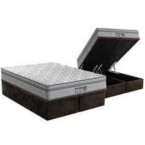 Cama Box Baú King: Colchão Molas Probel MasterPocket Ensacadas ProDormir Springs Luxo + Base CRC Suede Brown(193x203)