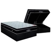 Cama Box Baú King: Colchão Molas SuperPocket Ensacadas Ortobom Elegant + Base CRC Suede Black (193x203)