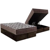 Cama Box Baú King: Colchão Molas SuperPocket Ensacadas Ortobom Physical + Base CRC Suede Brown (193x203)