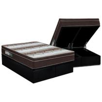 Cama Box Baú King: Colchão Ortopédico Ortobom Light + Base CRC Suede Black(186x198)