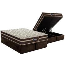 Cama Box Baú King: Colchão Ortopédico Probel Wood Guarda Costa Brown + Base CRC Suede Brown (193x203)