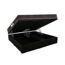 Cama Box Baú King Colchão Top Line Mola Bonnel + Box Bipartido Sintético Preto Serra Negra 63x193x203