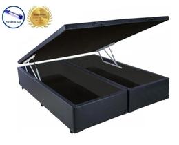 Cama Box Baú King Home Bipartido A colchões Sintético Preto 41x193x203