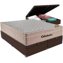 Cama Box Baú King Marrom+ Colchão de Molas Ensacadas Airtech Springpocket 203x193X70