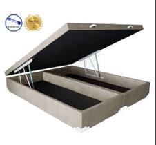 Cama Box Baú King Orto Bipartido AColchoes Suede Bege 41x193x203