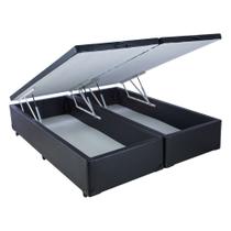 Cama Box Baú King Size Br Mega Colchões material sintético Black com Pistão - 178x198