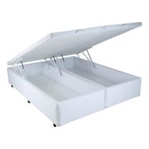 Cama Box Baú King Size Br Mega Colchões material sintético Branco com Pistão - 178x198