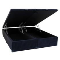 Cama Box Baú King Size Br Sonnoforte Luxo Suede Preto com Pistão - 178x198
