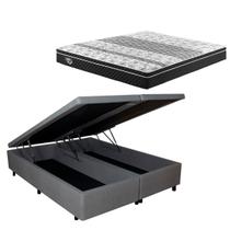 Cama Box Baú King Size Marrom + Colchão Gran Sleep Molas Verticoil 193x203 Ecoflex