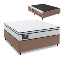 Cama Box Baú Lateral Queen Gazin Colchão Com Molas Ensacadas 158x198x68cm Maximus Branco / Bege