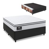 Cama Box Baú Lateral Queen Gazin Colchão Com Molas Ensacadas 158x198x68cm Maximus Preto/branco