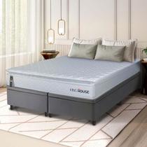 Cama Box Baú Luanda Espuma D28 King 193x203 Cinza King House Cama Box Baú Luanda Espuma D28 King 193x203 Cinza King House