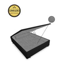 Cama Box Baú Luxo Blindado Casal AColchoes Suede Preto 41x138x188 Cama Box Baú Luxo Blindado Casal AColchoes Suede Preto 41x138x188
