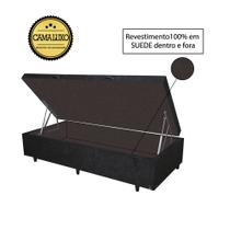 Cama Box Baú Luxo Blindado Solteiro NK Camas Suede Preto 41x78x188
